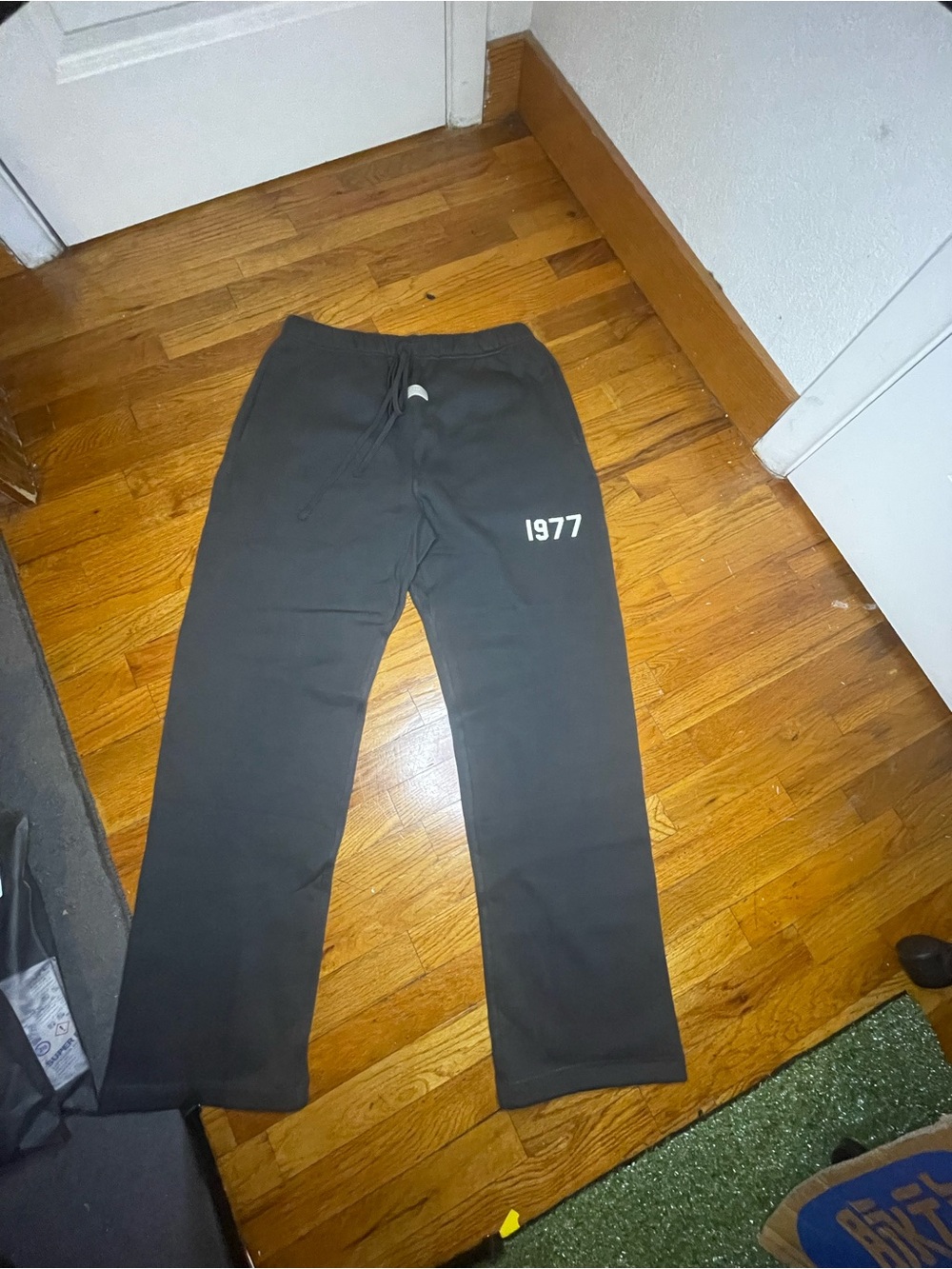 Essentials Black Fleece Sweatpants with Subtle Logo